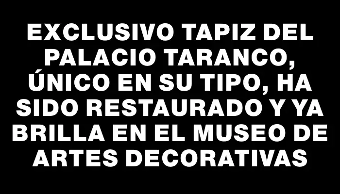 Exclusivo tapiz del Palacio Taranco, único en su tipo, ha sido restaurado y ya brilla en el Museo de Artes Decorativas
