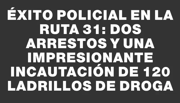 Éxito policial en la Ruta 31: dos arrestos y una impresionante incautación de 120 ladrillos de droga