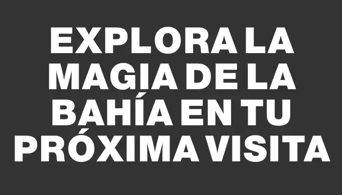 Explora la magia de la bahía en tu próxima visita