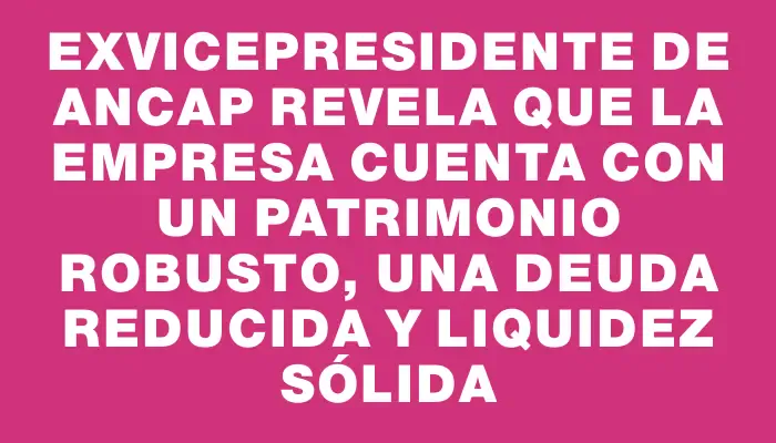 Exvicepresidente de Ancap revela que la empresa cuenta con un patrimonio robusto, una deuda reducida y liquidez sólida