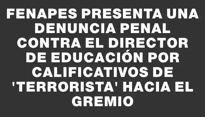 Fenapes presenta una denuncia penal contra el director de Educación por calificativos de "terrorista" hacia el gremio