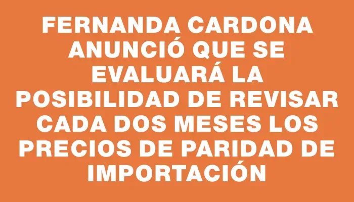 Fernanda Cardona anunció que se evaluará la posibilidad de revisar cada dos meses los precios de paridad de importación