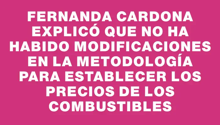 Fernanda Cardona explicó que no ha habido modificaciones en la metodología para establecer los precios de los combustibles
