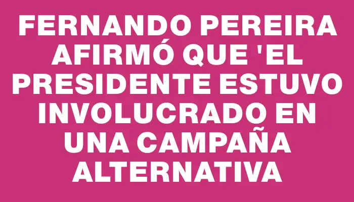 Fernando Pereira afirmó que "el presidente estuvo involucrado en una campaña alternativa