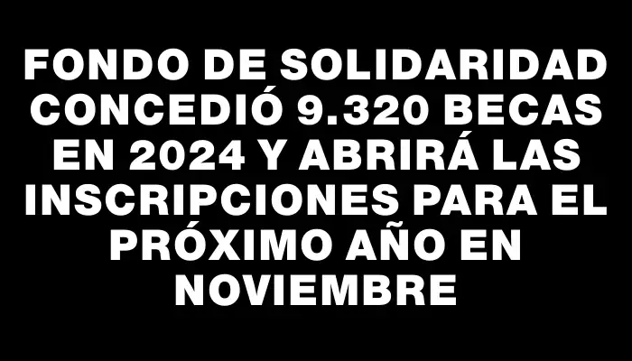 Fondo de Solidaridad concedió 9.320 becas en 2024 y abrirá las inscripciones para el próximo año en noviembre