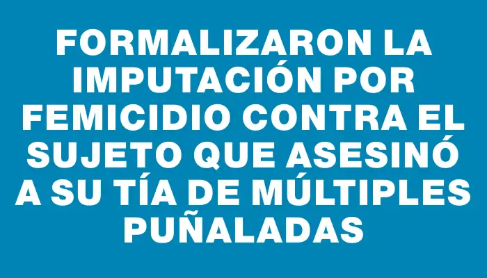 Formalizaron la imputación por femicidio contra el sujeto que asesinó a su tía de múltiples puñaladas