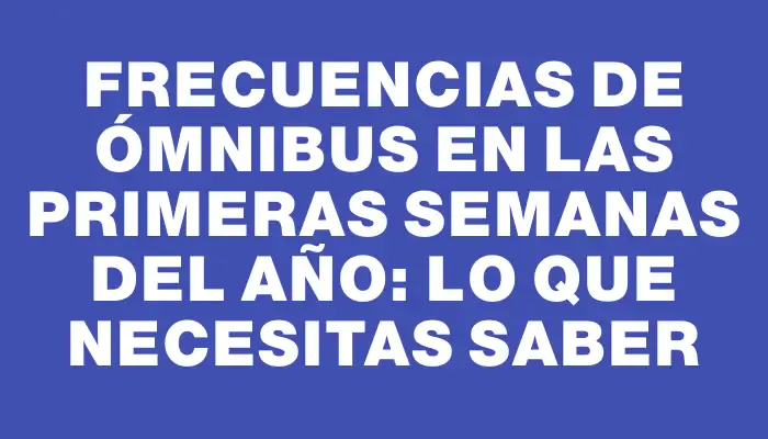 Frecuencias de ómnibus en las primeras semanas del año: lo que necesitas saber