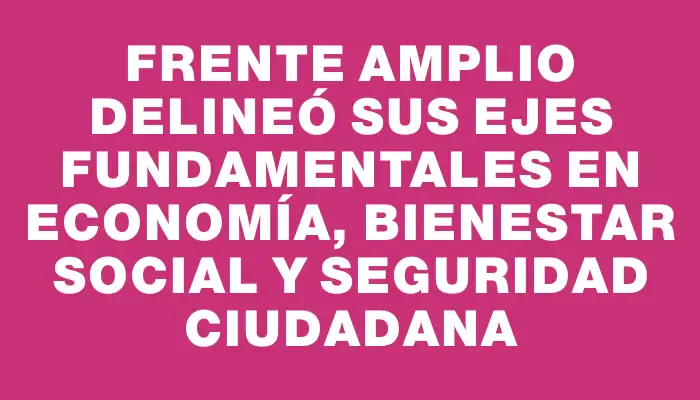 Frente Amplio delineó sus ejes fundamentales en economía, bienestar social y seguridad ciudadana