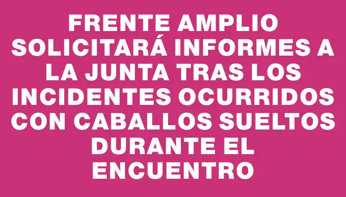 Frente Amplio solicitará informes a la Junta tras los incidentes ocurridos con caballos sueltos durante el Encuentro