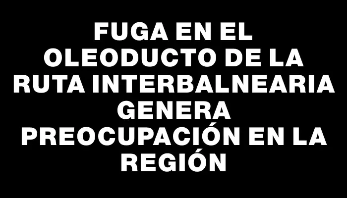 Fuga en el oleoducto de la Ruta Interbalnearia genera preocupación en la región