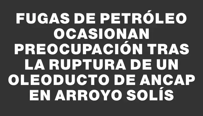 Fugas de petróleo ocasionan preocupación tras la ruptura de un oleoducto de Ancap en Arroyo Solís