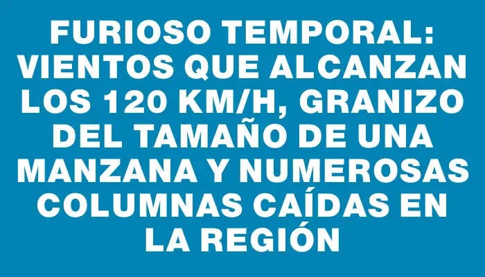 Furioso temporal: vientos que alcanzan los 120 km/h, granizo del tamaño de una manzana y numerosas columnas caídas en la región