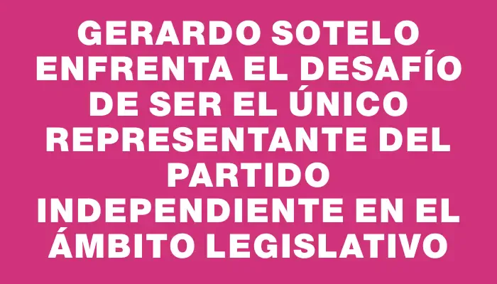 Gerardo Sotelo enfrenta el desafío de ser el único representante del Partido Independiente en el ámbito legislativo