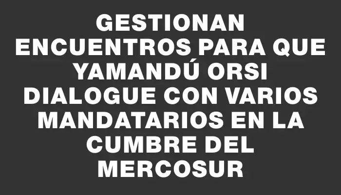 Gestionan encuentros para que Yamandú Orsi dialogue con varios mandatarios en la Cumbre del Mercosur