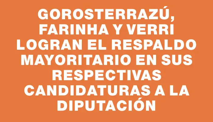 Gorosterrazú, Farinha y Verri logran el respaldo mayoritario en sus respectivas candidaturas a la diputación