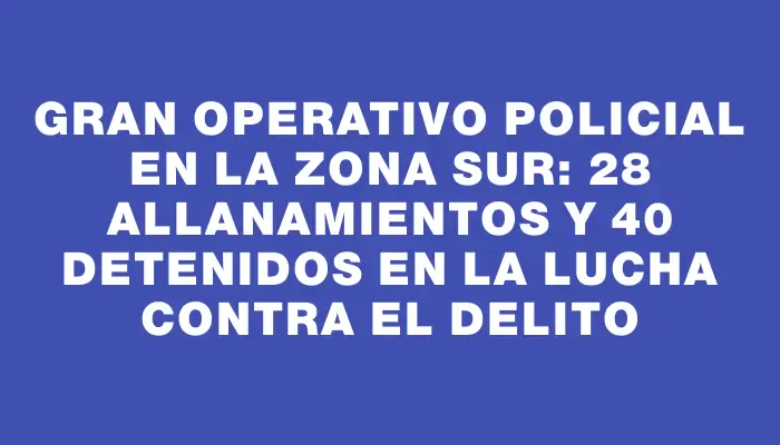 Gran operativo policial en la zona sur: 28 allanamientos y 40 detenidos en la lucha contra el delito