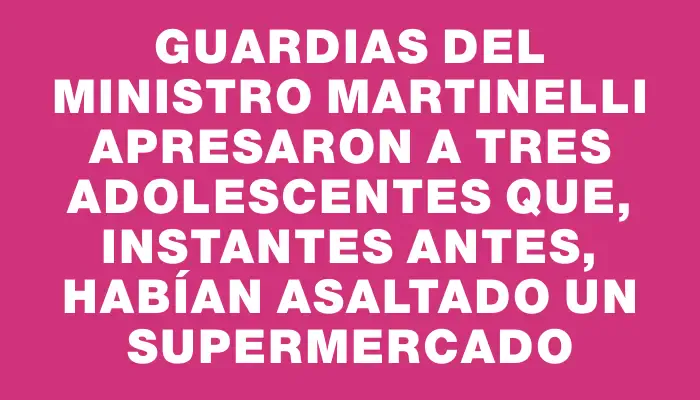 Guardias del ministro Martinelli apresaron a tres adolescentes que, instantes antes, habían asaltado un supermercado