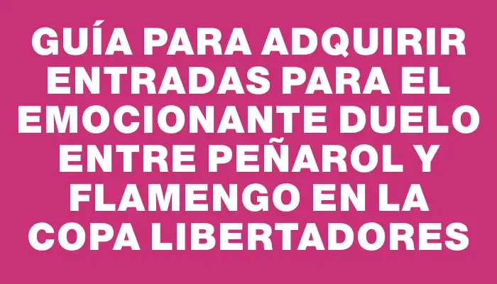 Guía para adquirir entradas para el emocionante duelo entre Peñarol y Flamengo en la Copa Libertadores