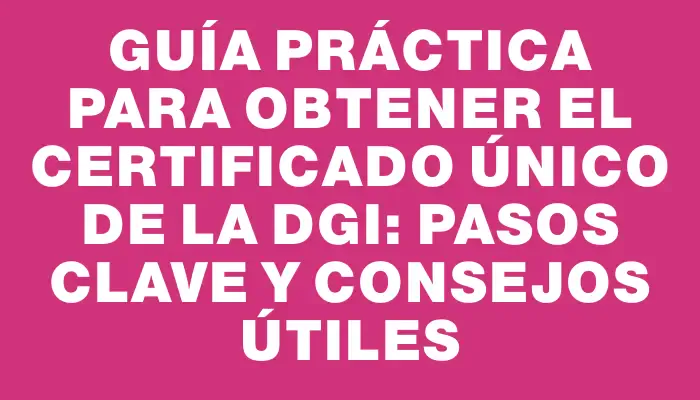 Guía práctica para obtener el certificado único de la Dgi: pasos clave y consejos útiles