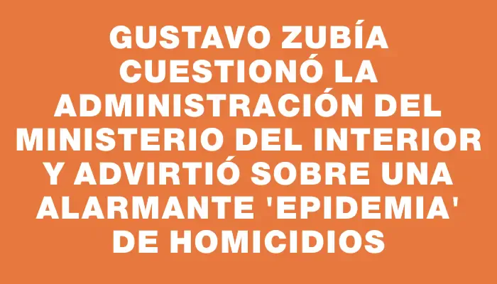 Gustavo Zubía cuestionó la administración del Ministerio del Interior y advirtió sobre una alarmante "epidemia" de homicidios