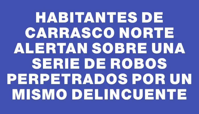 Habitantes de Carrasco Norte alertan sobre una serie de robos perpetrados por un mismo delincuente