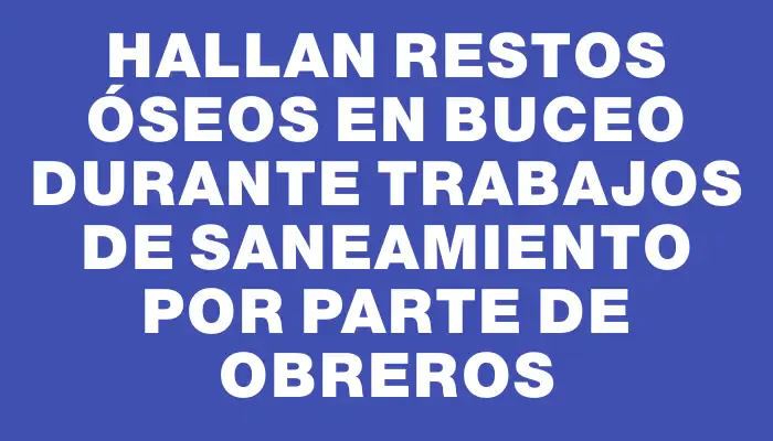 Hallan restos óseos en Buceo durante trabajos de saneamiento por parte de obreros