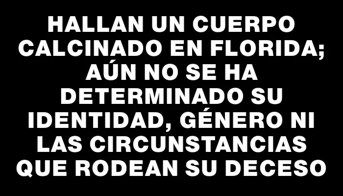 Hallan un cuerpo calcinado en Florida; aún no se ha determinado su identidad, género ni las circunstancias que rodean su deceso