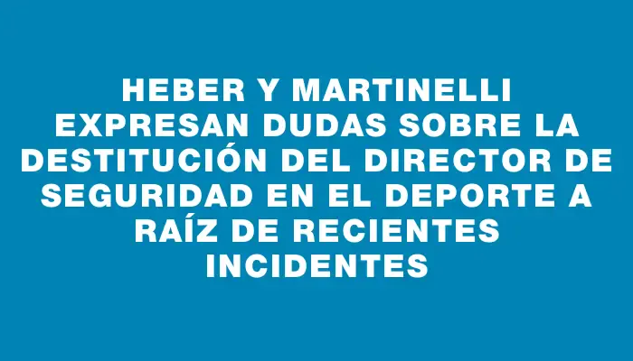 Heber y Martinelli expresan dudas sobre la destitución del director de Seguridad en el Deporte a raíz de recientes incidentes