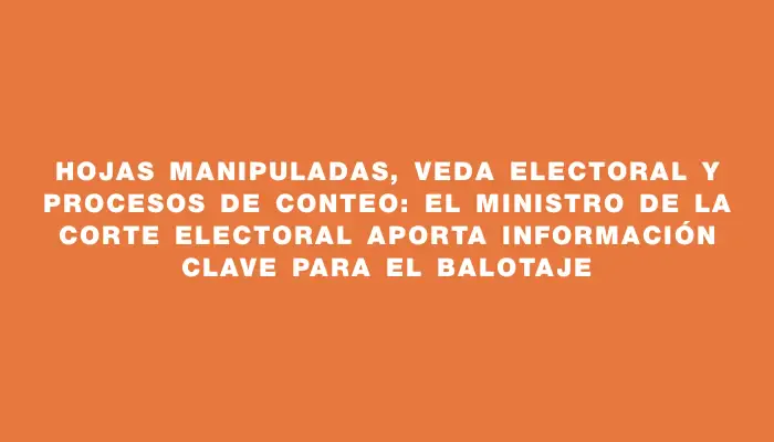 Hojas manipuladas, veda electoral y procesos de conteo: el ministro de la Corte Electoral aporta información clave para el balotaje