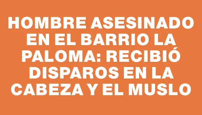 Hombre asesinado en el barrio La Paloma: recibió disparos en la cabeza y el muslo