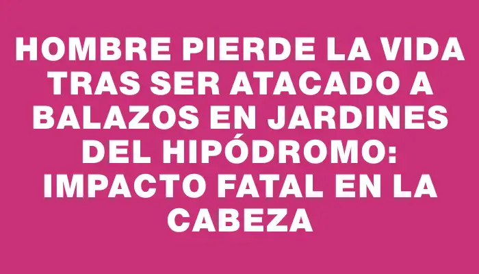 Hombre pierde la vida tras ser atacado a balazos en Jardines del Hipódromo: impacto fatal en la cabeza