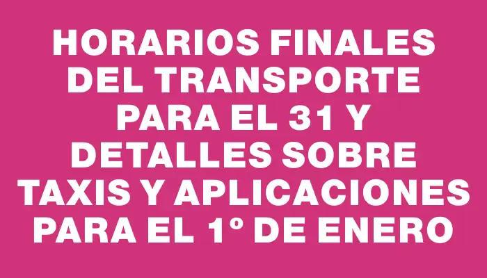 Horarios finales del transporte para el 31 y detalles sobre taxis y aplicaciones para el 1º de enero