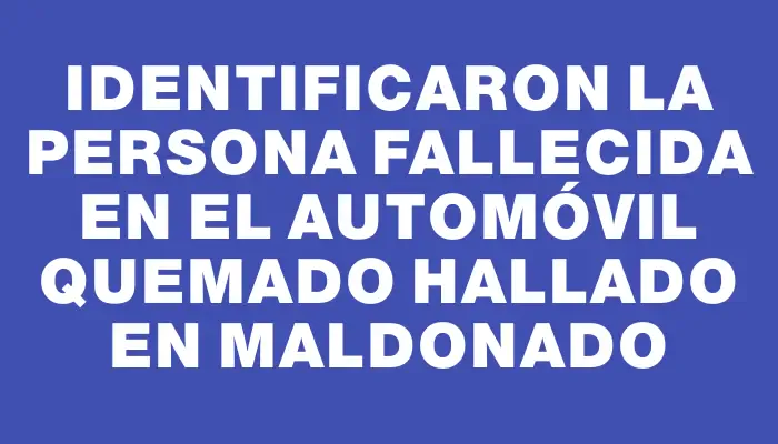 Identificaron la persona fallecida en el automóvil quemado hallado en Maldonado