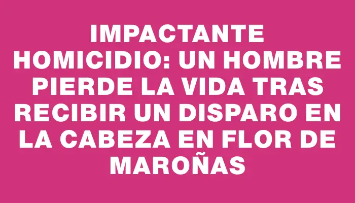 Impactante homicidio: un hombre pierde la vida tras recibir un disparo en la cabeza en Flor de Maroñas