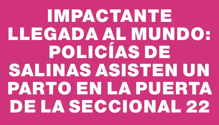Impactante llegada al mundo: Policías de Salinas asisten un parto en la puerta de la seccional 22