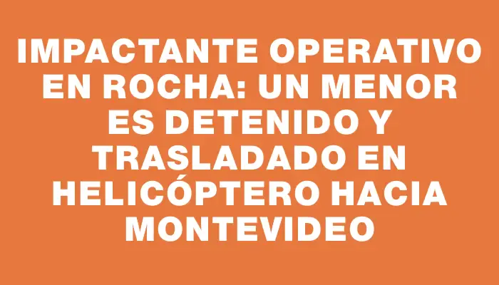 Impactante operativo en Rocha: un menor es detenido y trasladado en helicóptero hacia Montevideo