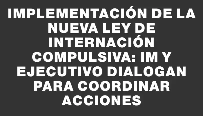 Implementación de la nueva ley de internación compulsiva: Im y Ejecutivo dialogan para coordinar acciones