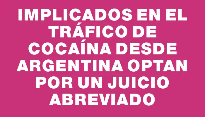 Implicados en el tráfico de cocaína desde Argentina optan por un juicio abreviado