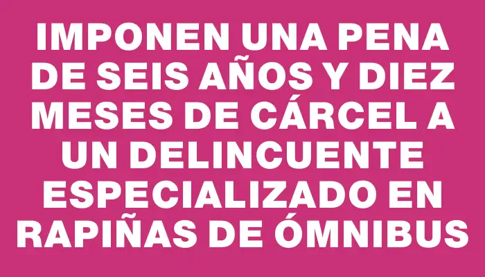 Imponen una pena de seis años y diez meses de cárcel a un delincuente especializado en rapiñas de ómnibus