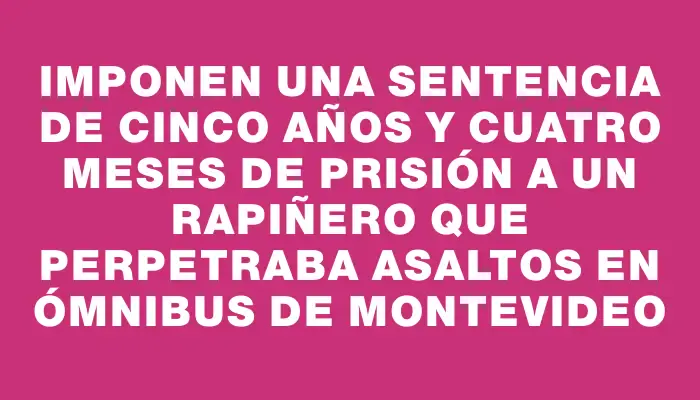 Imponen una sentencia de cinco años y cuatro meses de prisión a un rapiñero que perpetraba asaltos en ómnibus de Montevideo