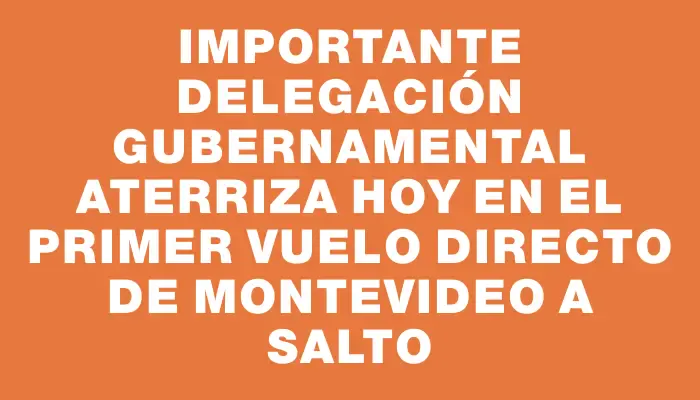 Importante delegación gubernamental aterriza hoy en el primer vuelo directo de Montevideo a Salto