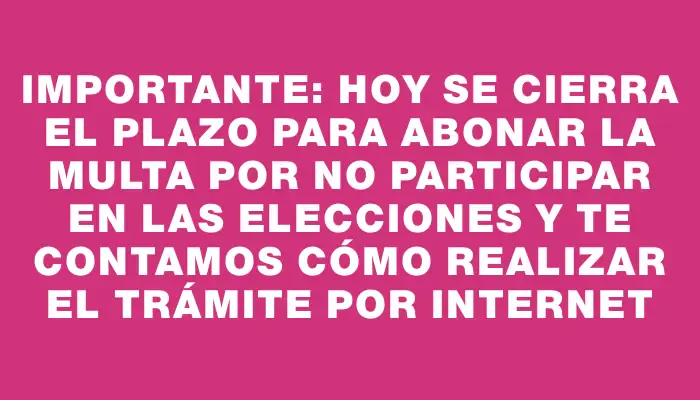 Importante: hoy se cierra el plazo para abonar la multa por no participar en las elecciones y te contamos cómo realizar el trámite por internet