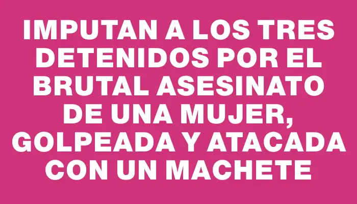 Imputan a los tres detenidos por el brutal asesinato de una mujer, golpeada y atacada con un machete