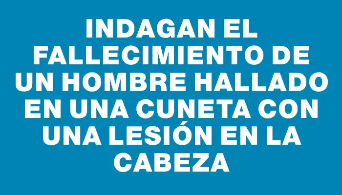 Indagan el fallecimiento de un hombre hallado en una cuneta con una lesión en la cabeza
