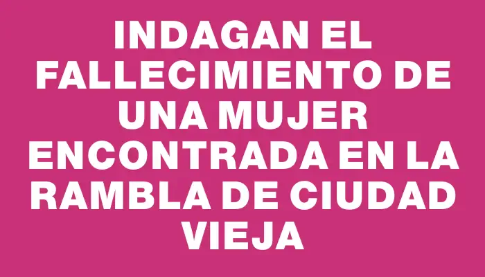 Indagan el fallecimiento de una mujer encontrada en la rambla de Ciudad Vieja