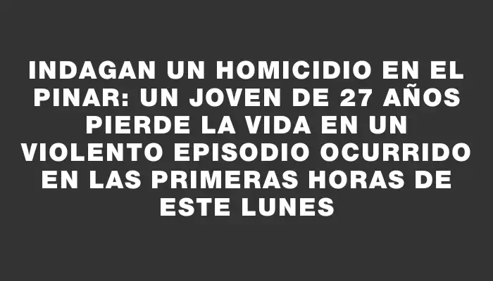 Indagan un homicidio en El Pinar: un joven de 27 años pierde la vida en un violento episodio ocurrido en las primeras horas de este lunes