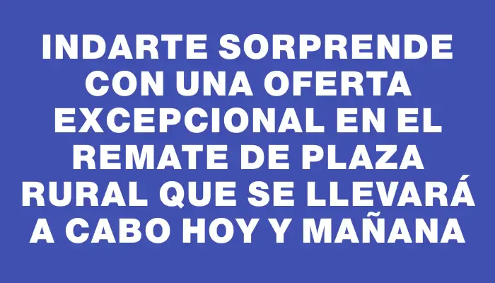 Indarte sorprende con una oferta excepcional en el remate de Plaza Rural que se llevará a cabo hoy y mañana