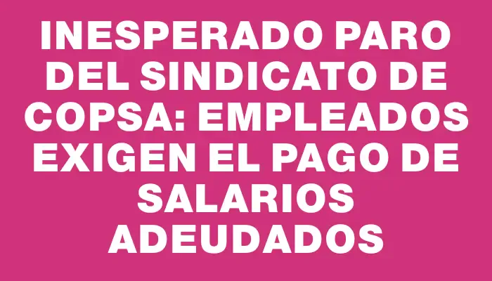 Inesperado paro del sindicato de Copsa: empleados exigen el pago de salarios adeudados