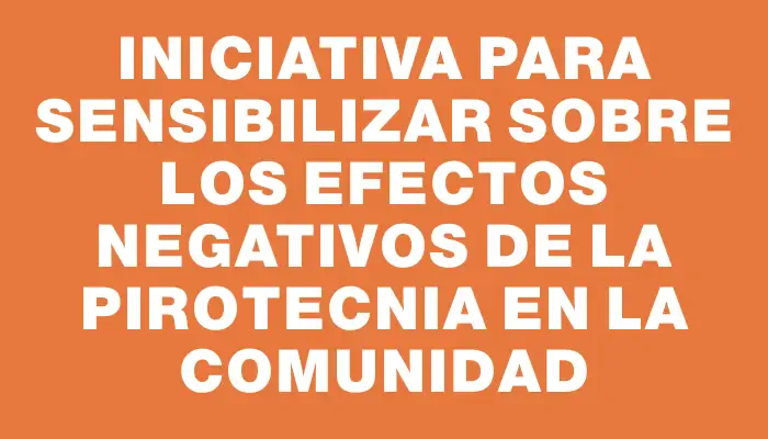 Iniciativa para sensibilizar sobre los efectos negativos de la pirotecnia en la comunidad