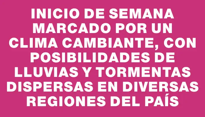 Inicio de semana marcado por un clima cambiante, con posibilidades de lluvias y tormentas dispersas en diversas regiones del país